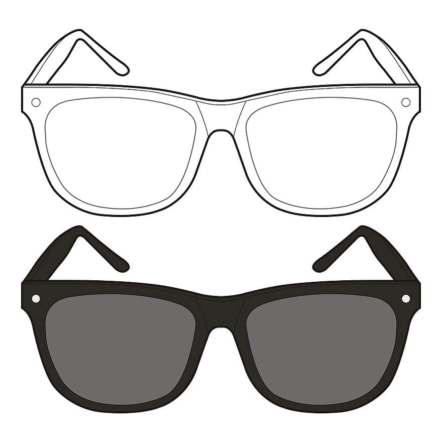 brýle, sluneční brýle, móda, zrak, vektor, osobní příslušenství, ilustrace, sbírka, design, jeden objekt, objektiv