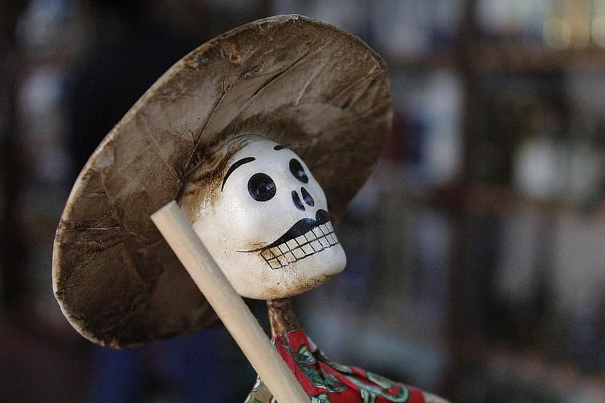 dagen för de döda, mexico, mexikansk tradition, trä, kulturer, närbild, enda objekt, män, hantverk, souvenir, leksak