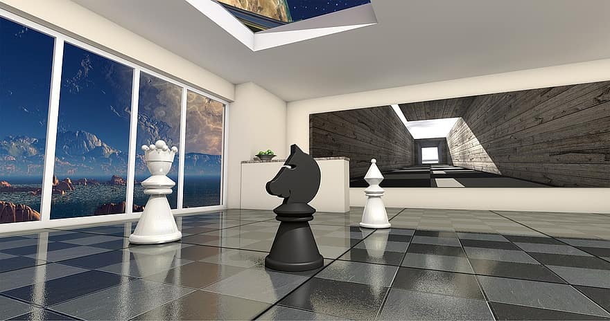 Σκακιστική Ουτοπία, κυρία, άλογο, πηδών, χώρος, 3d, υφή, παράθυρο, δομή, Ιστορικό, υφές