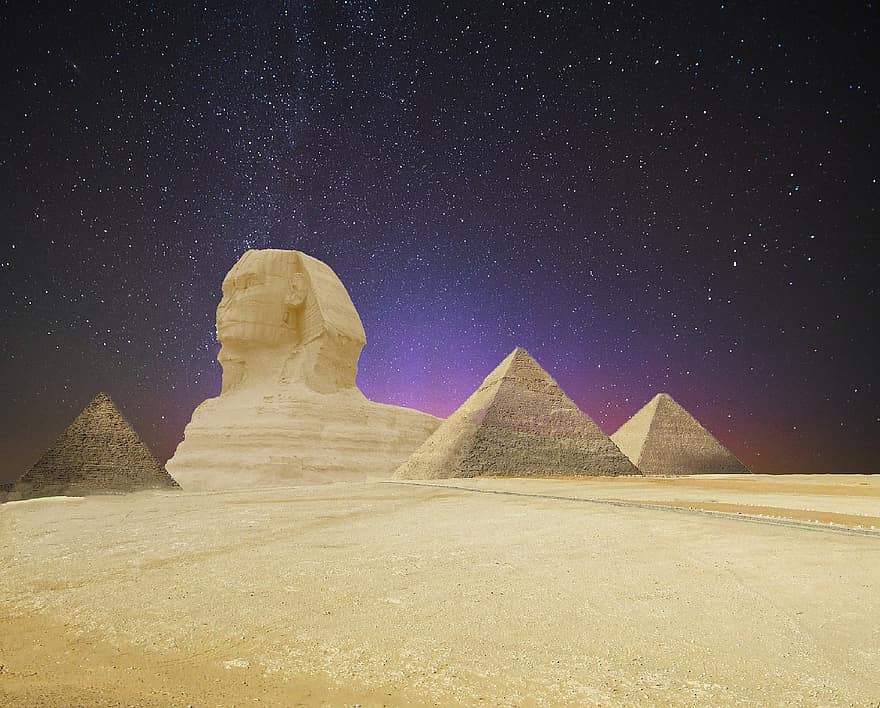 Star, Night Sky, Pyramids, Sphinx, Egypt, Starry Sky, Sky, Mood, Dark, Evening Sky, Space