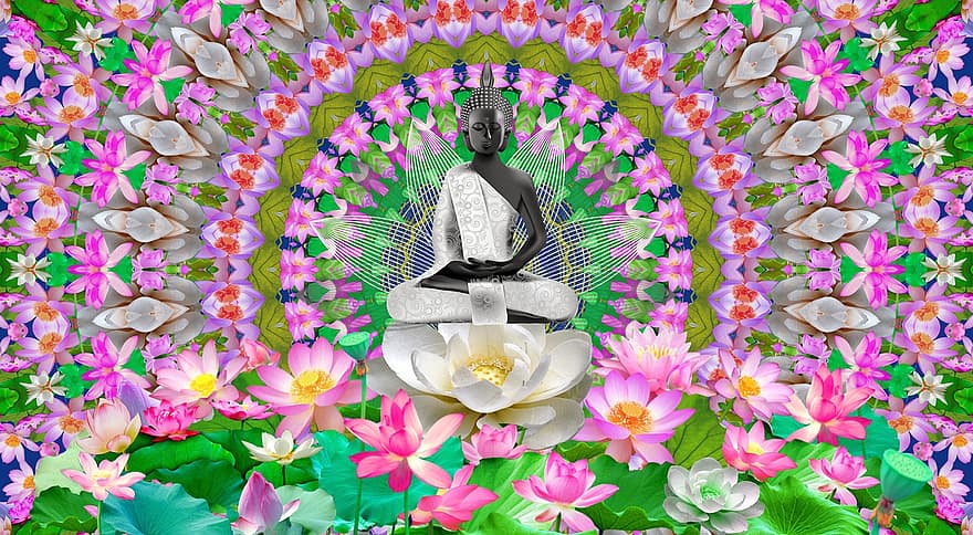 Meditation, Yoga, spirituell, Buddha, mandela, bunt, Zauber, entspannend, meditieren, friedlich, Blumen