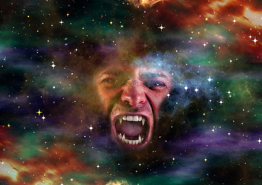 Galaxy, Space, Face, Fash, Tooth, Vampire, Horror, Universe, Astronautics, Space Travel, Starry Sky