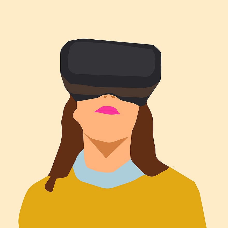Wirtualna rzeczywistość, symulator, wirtualny, technologia, innowacja, kobiety, okulary, gra wideo, futurystyczny, ludzie, kaukaskie pochodzenie etniczne