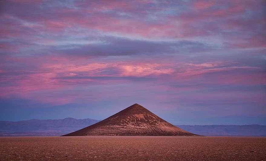 산, 원뿔, 피라미드, 하늘, 모래