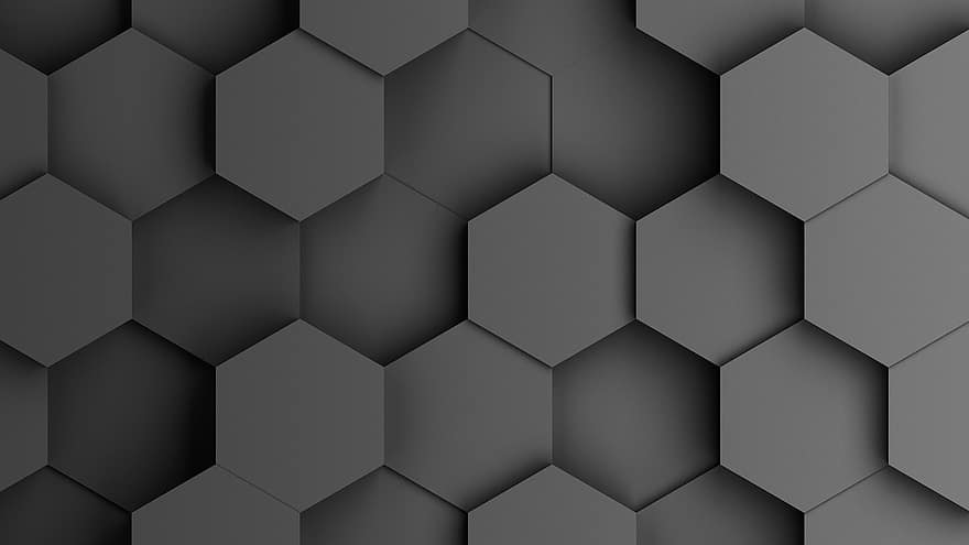abstrato, fundo, hexagonal, Preto e branco, Renderização, Renderização em 3d, grayscale, tecnologia, Tecnologia Gray