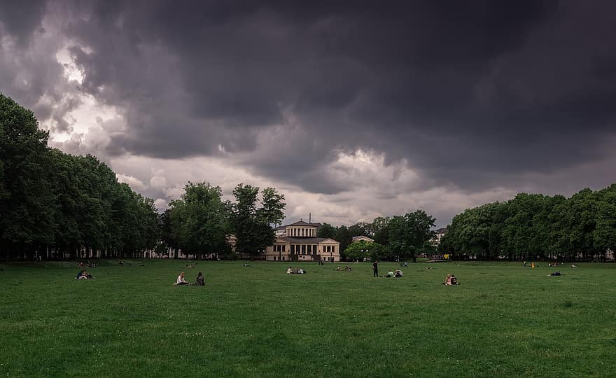 Bonn, Németország, múzeum, egyetemi, rét, eső