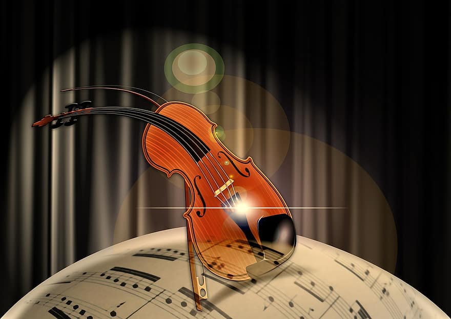 音楽、バイオリン、ト音記号、音、コンサート、ミュージシャン、notenblatt、音部記号