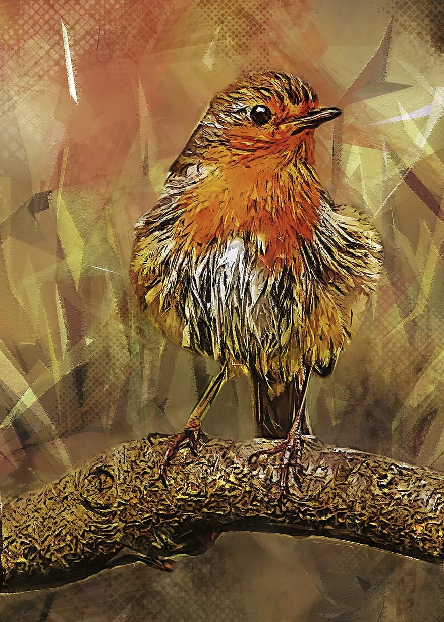 European Robin, Bird, Robin, Animal, Songbird, Erithacus Rubecula, Nature, Wildlife, Photo Art