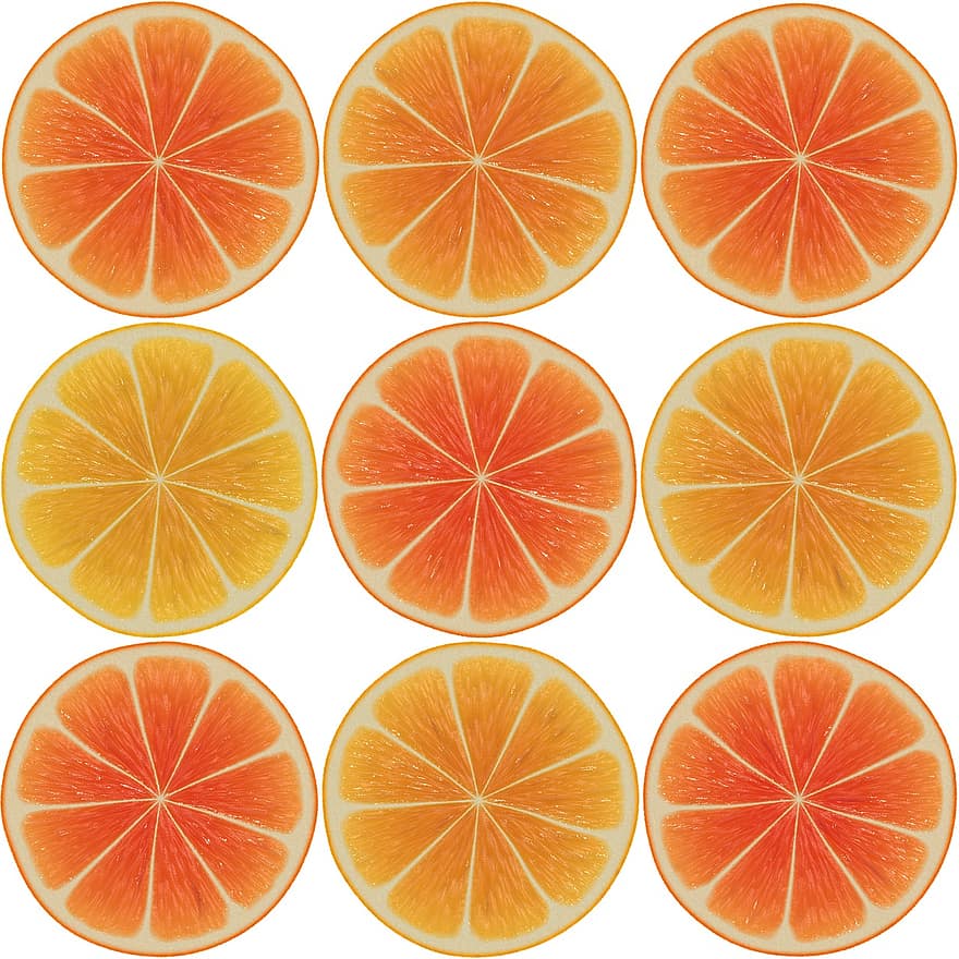 portocale, discuri, felii de portocale, fruct, delicios, proaspăt, vitamine, sănătos, arta digitala, galben