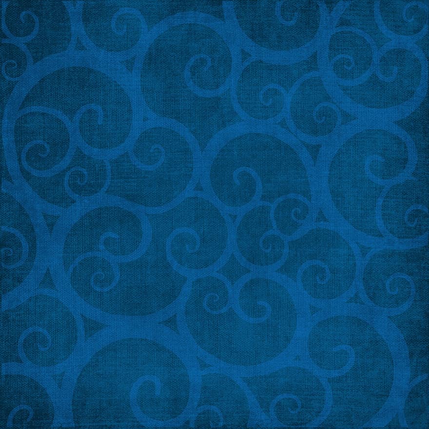 Blue, Curls, Abstract, Background, Pattern, Scrapbook, Square, Template, Rich, Design, Empty