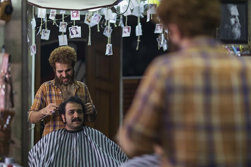 laki-laki, tukang potong rambut, tersenyum, tertawa, pekerjaan, kerja, gaya hidup, persia, pendudukan, bisnis, Iran