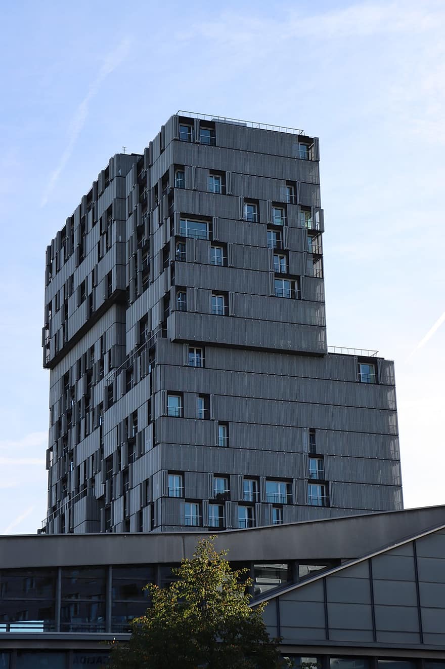 Meret Oppenheim Hochhaus, wolkenkrabber, gebouw, Bazel, Zwitserland, architectuur, facade, stad, buitenkant van het gebouw, ingebouwde structuur, modern