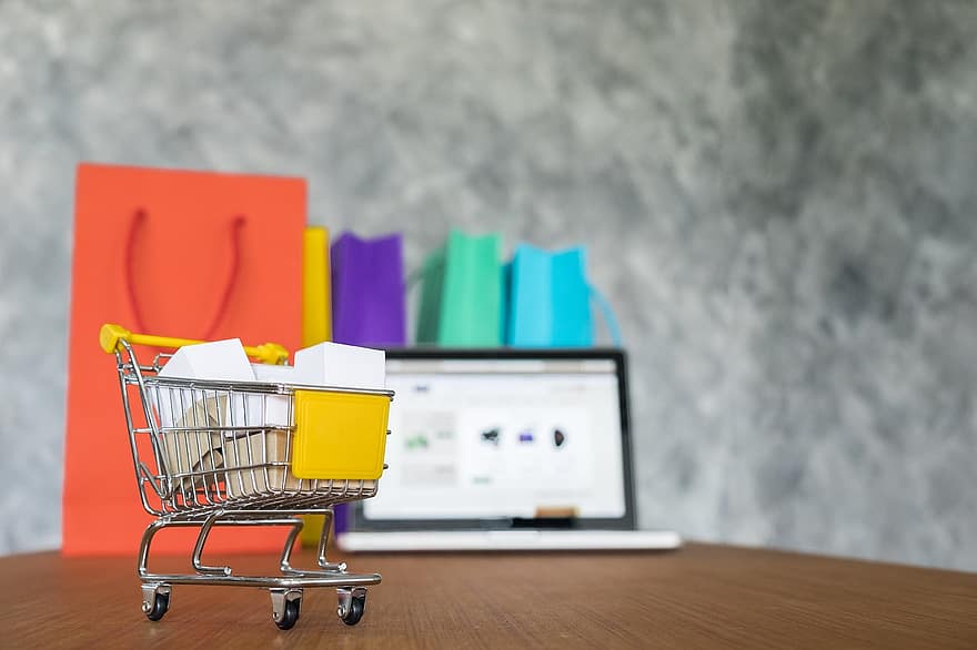 Shopping Cart, Shopping, E-commerce, Business, Box, Bag, Basket, Background, Buy, Commerce, Concept