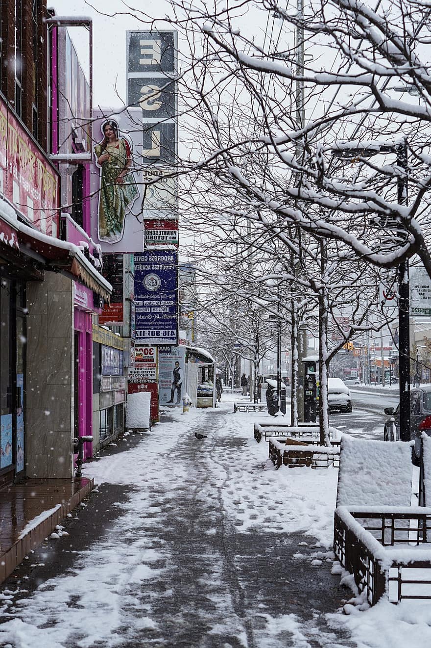 carrer, botiga, neu, Nadal, banner, carretera, empremta