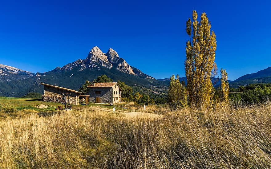 Berge, Hütte, Berghütte, Landschaft, Natur