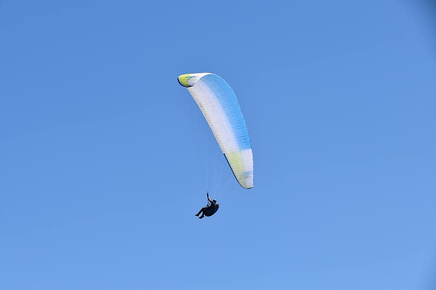 paragliding, paralotnia, samolot, lot, latać, Żeglarstwo, latał, meteorologia, Pogoda na wiatr, niebieskie niebo, niebieskie morze