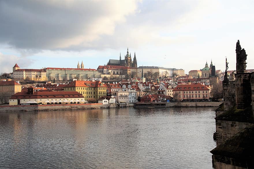 Prag, Kent, nehir, Su, binalar, eski kasaba, tarihi, kentsel, vltava nehri, Çek Cumhuriyeti
