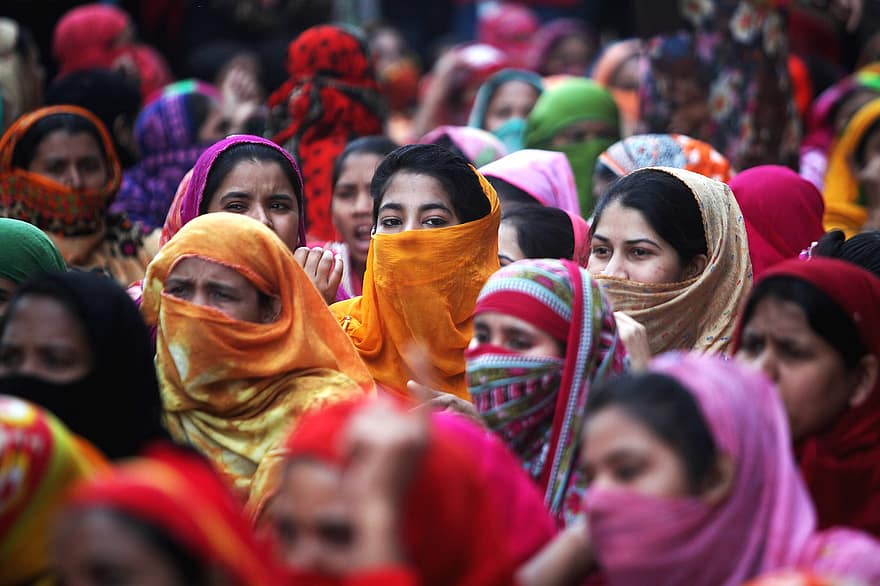 moterys, minios, protestuoti, protestuotojai, žmonių, Drabužiai susiduria, Daka, Bangladešas, Moterys darbininkės