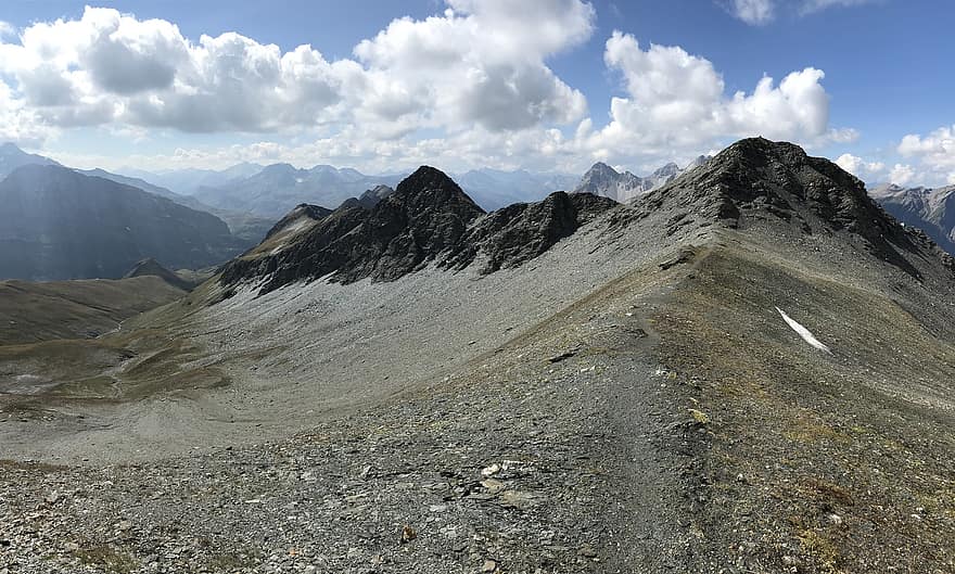 Panorama z Bärenhornu, alpská trasa, Alpy, Procházka, nebe, vrcholy, exkurze, turistika, hory, Příroda, mraky