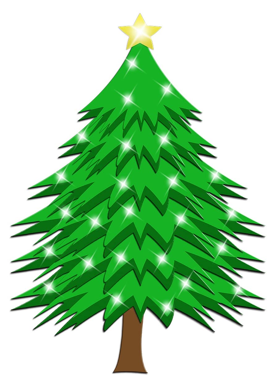 julgran, träd, Semester, jul, dekoration, firande, tall, säsong-, grön, festlig, gran