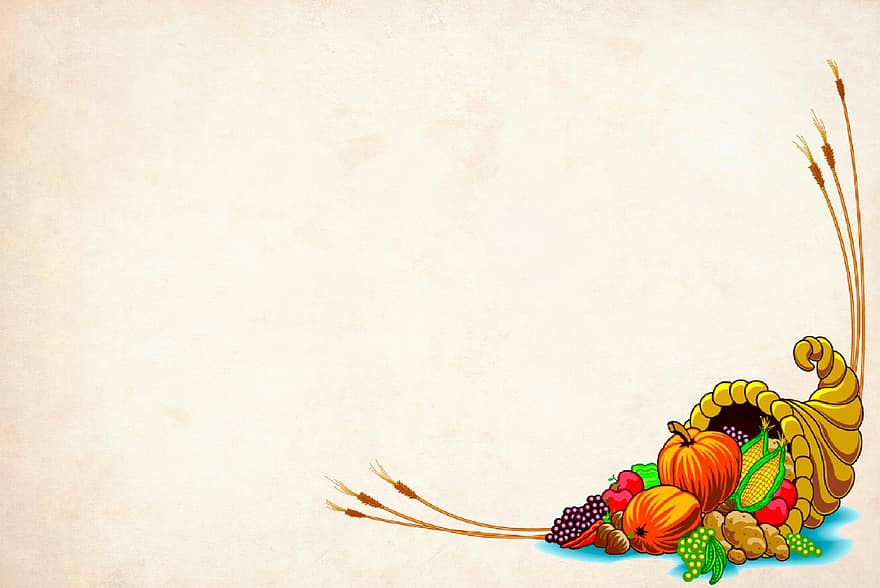 papier, kaart, hoorn, oogst, dankzegging, overvloed, overvloedig, groente, voedsel, seizoensgebonden, november