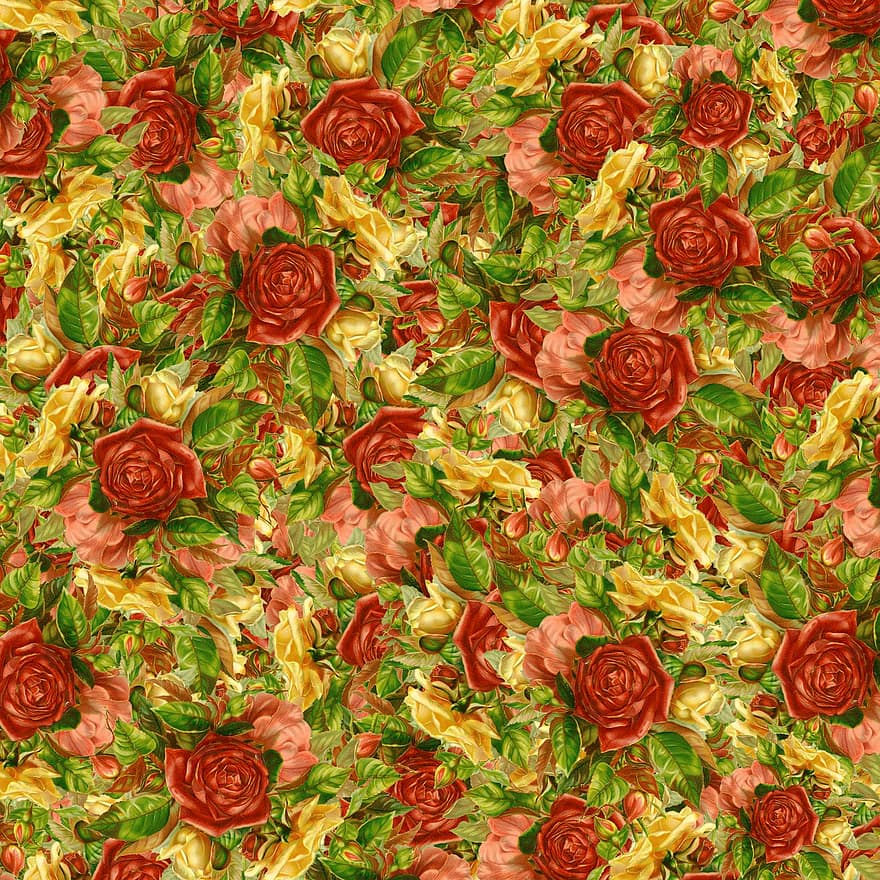 Background, Floral, Pattern, Flowers, Texture, Decor, Roses, Wallpaper, Seamless, Decorative, Backdrop