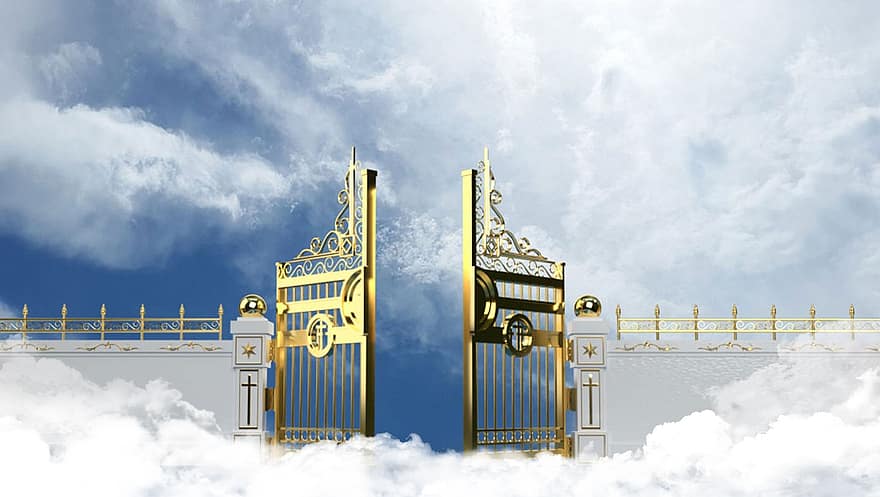 dangus, vartai, debesys, rojus, dvasingumas, Dievas, šventa, krikščionybė