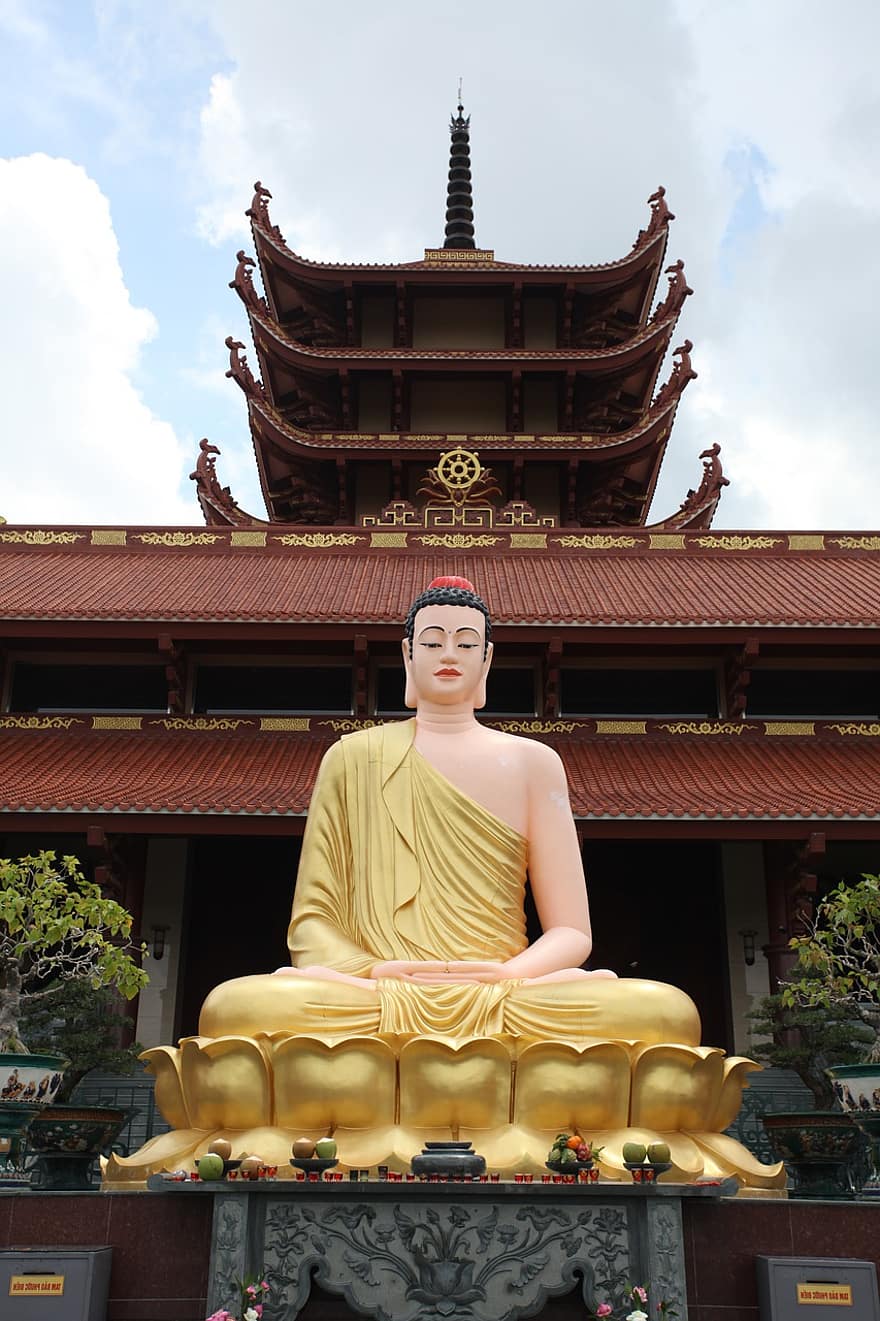 paminklas, statula, šventykla, pagoda, Vietnamas, Azijoje, tradicinis, buddha, budizmas, zen, vienuolynas