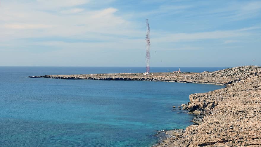 cabo greco, antenas, mar, costa, Costa rocosa, Oceano, agua, naturaleza, línea costera, horizonte, cielo