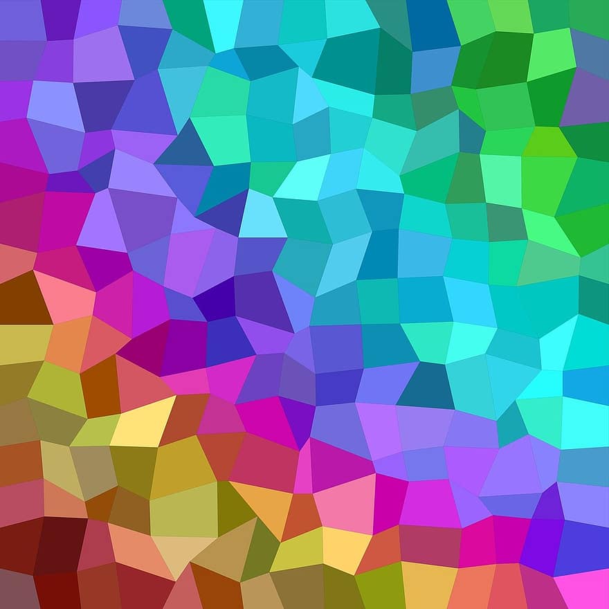 Colorful, Multicolored, Rainbow, Colors, Rectangle, Polygon, Background, Abstract, Poly, Rectangular, Chaotic