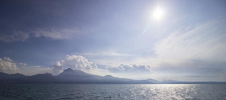 Příroda, jezero, nebe, mraky, venku, torri del benaco, Jezero Garda