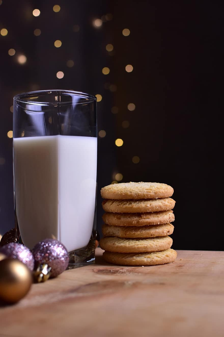 susu, biskuit, hari Natal, liburan, perayaan
