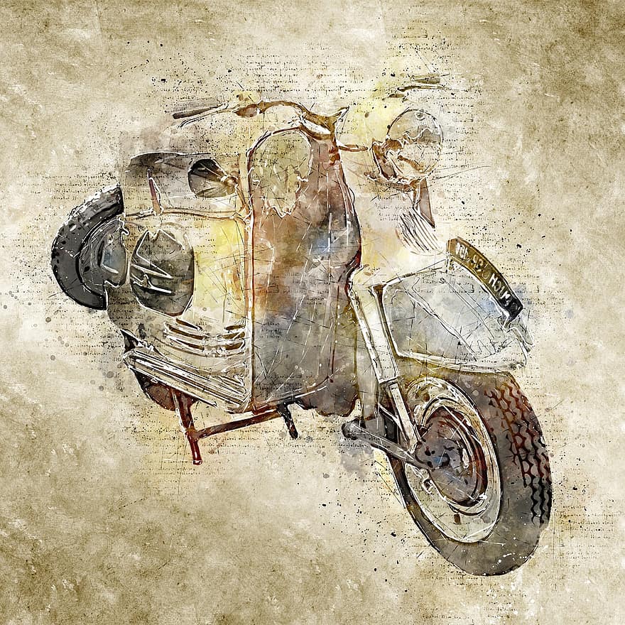 motosiklet, puch, araç, eski zaman, orijinal, rulman, Avusturya, eski, bağbozumu, Tarihçe, dijital manipülasyon
