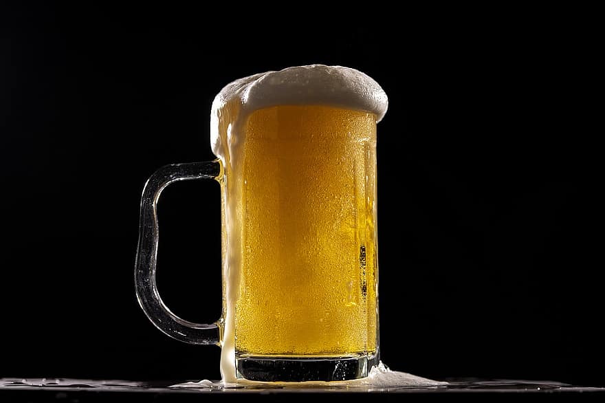birra, schiuma, pinta, bicchiere, ale, alcool, freddo, bere, Testa di birra, bevanda, bar