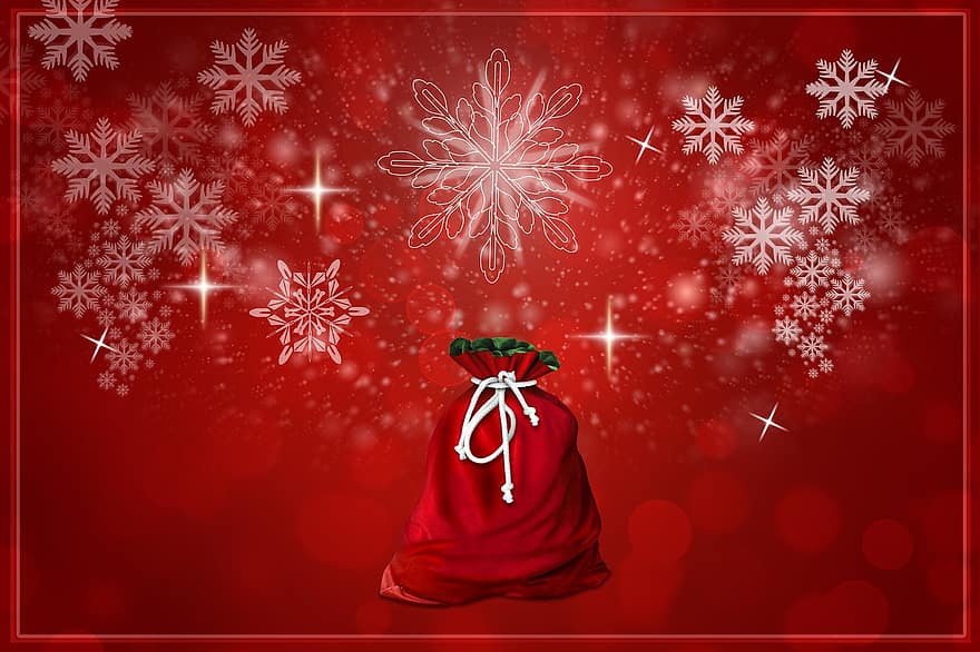 jul, taske, gaver, Nicholas, julemanden, følelser, Julefølelser, vidunderlig, snefnug, stjerne, bokeh