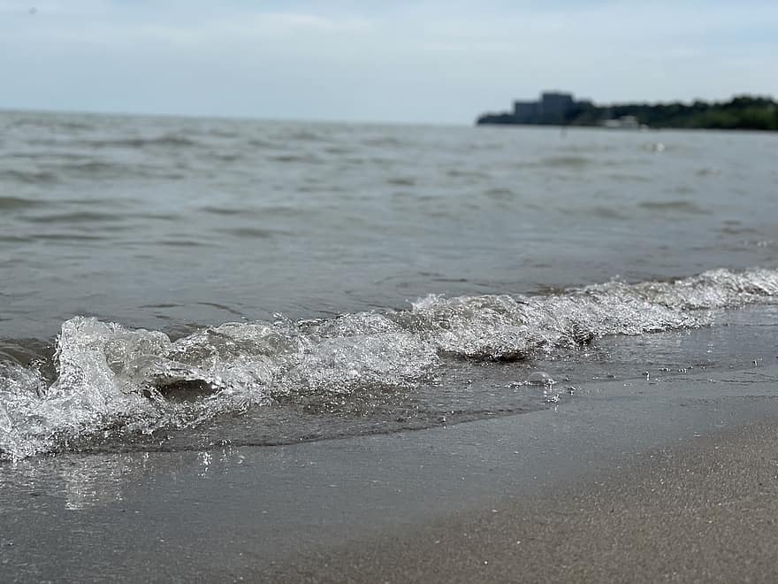 Strand, See, Wellen, Wasser, Ozean, Meer, Küste, Sand, Natur, Lake Erie, Cleveland