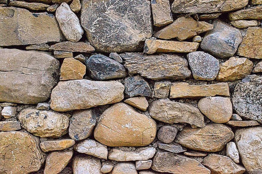 pikkukivet, kiviä, rakenne, seinä, materiaali