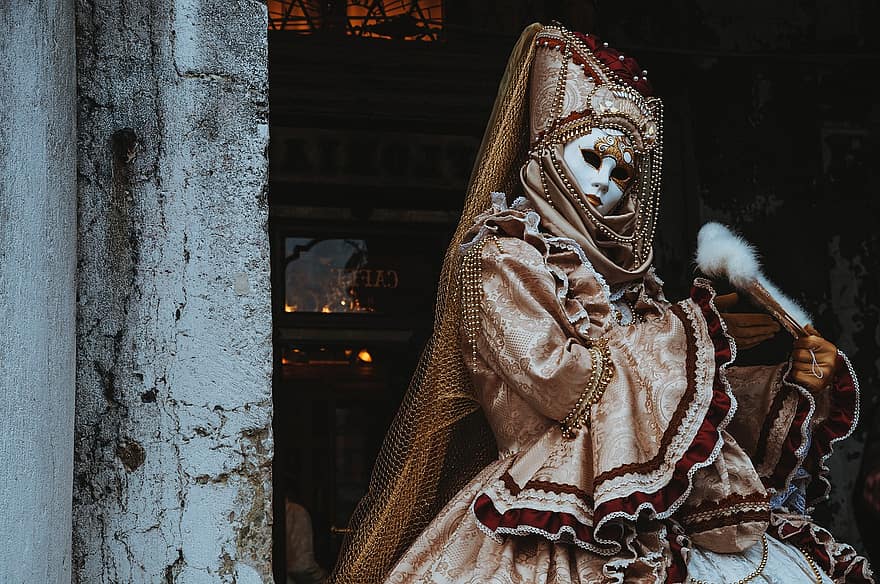 маска, костюм, венеціанський карнавал, портрет, традиційний, фестиваль, історичний, традиція, культури, туризм, венеція