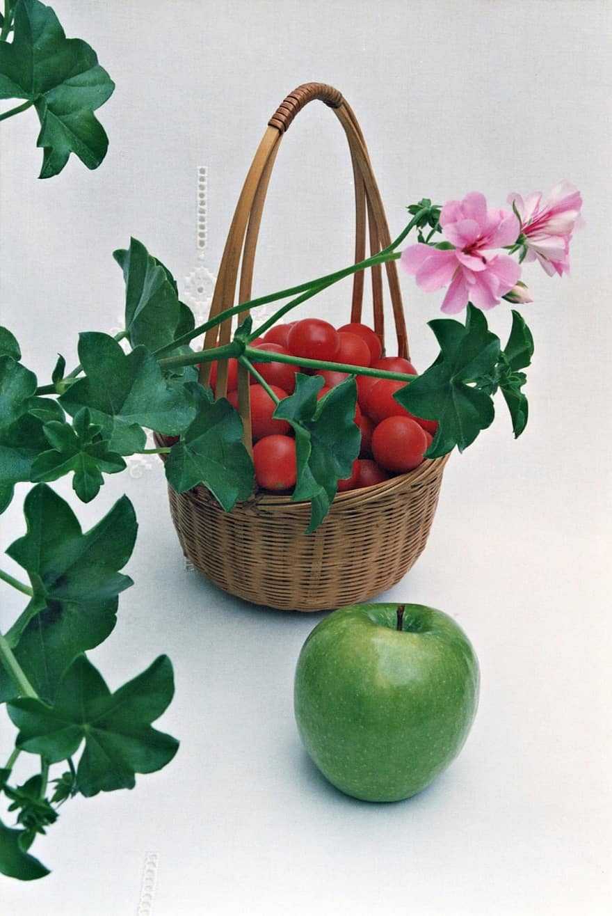 Still Life, Basket, Tomatoes, Apple