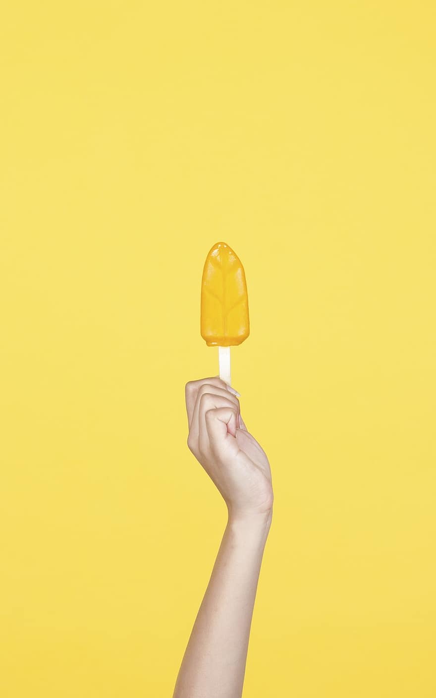 helado, helado el tallo, Agua Glace, mano, modelo de mano, mujer, dedo, mantener, verano, refresco, amarillo