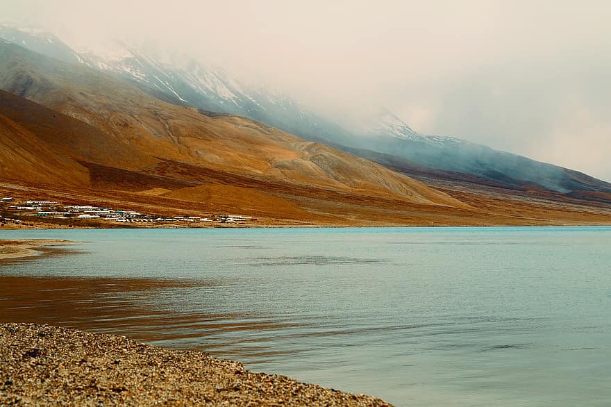 danau, gunung, pantai, kabut, salju, gurun, danau pangong, Kashmir, agama Buddha, di luar ruangan, pariwisata