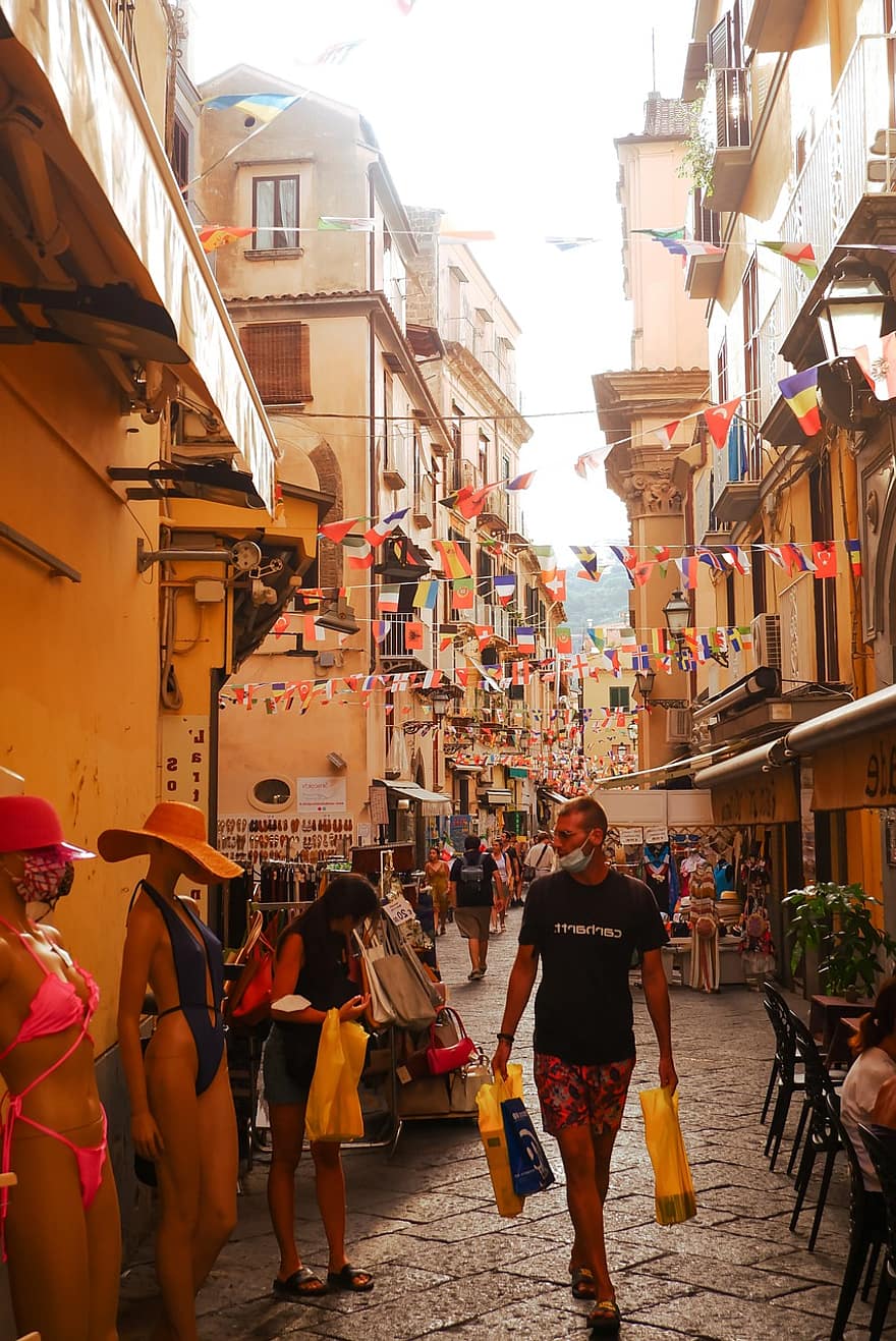 sorrento, Italië, straat, Europa, kust van Amalfi, culturen, toerisme, vrouw, reizen, reisbestemmingen, mannen