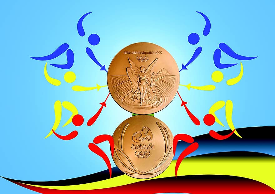 pagar, medali, Olimpiade, Rio 2016, logo, kompetisi