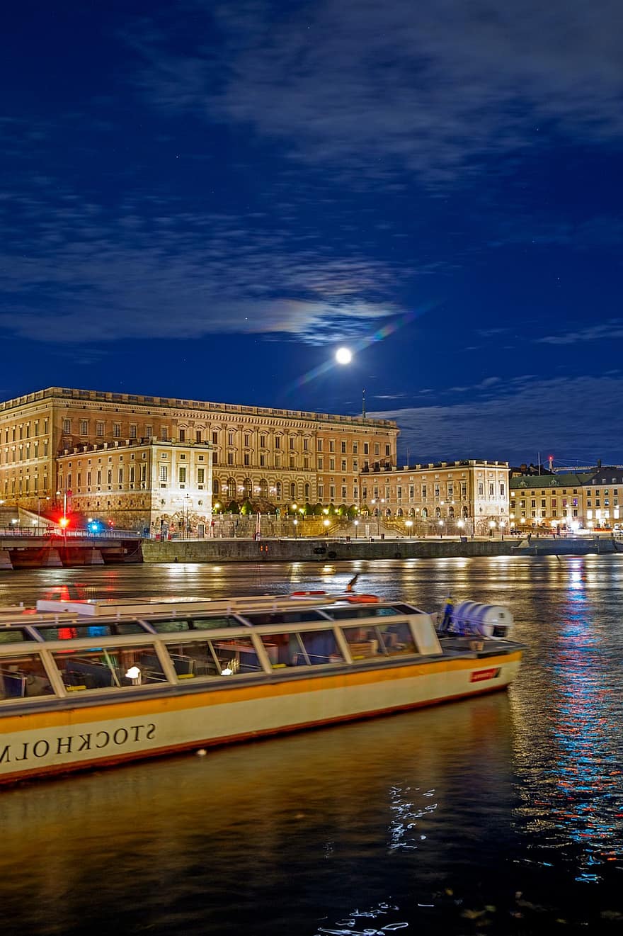 スウェーデン、夜、フェリーボート、フェリー、船、海、レクリエーション、ヨーロッパ、有名な場所、建築、夕暮れ