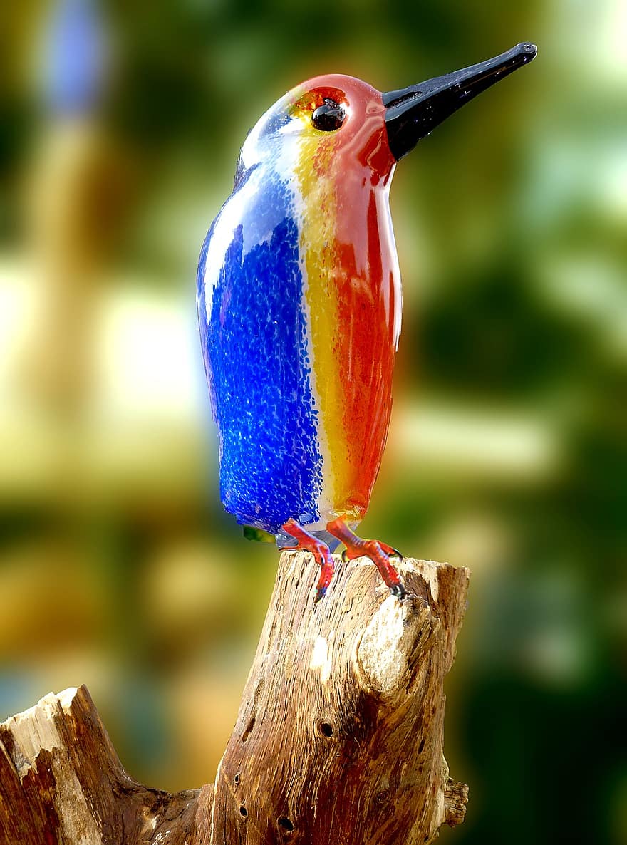 Kingfisher, Bird, Animal, Nature, Colorful, Bill, Beautiful, Branch, Glass Figurines, Art