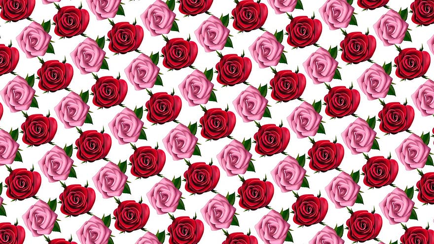 ローズ、パターン、バックグラウンド、ピンクのバラ、赤いバラ、花、ロマンチック、バレンタイン、ロマンス、愛、シームレス