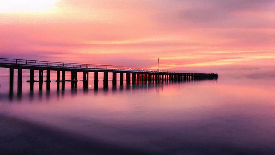 Pier, Sea, Dusk, Web, Bridge, Lake, Sun, sunset, water, jetty, tranquil scene