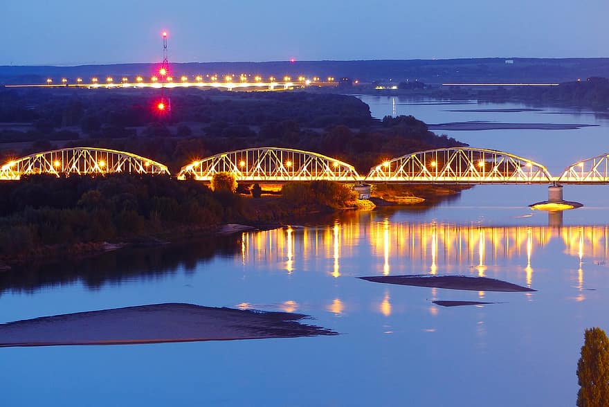 brug, reizen, toerisme, rivier-, natuur, brug lagune, de Vistula rivier