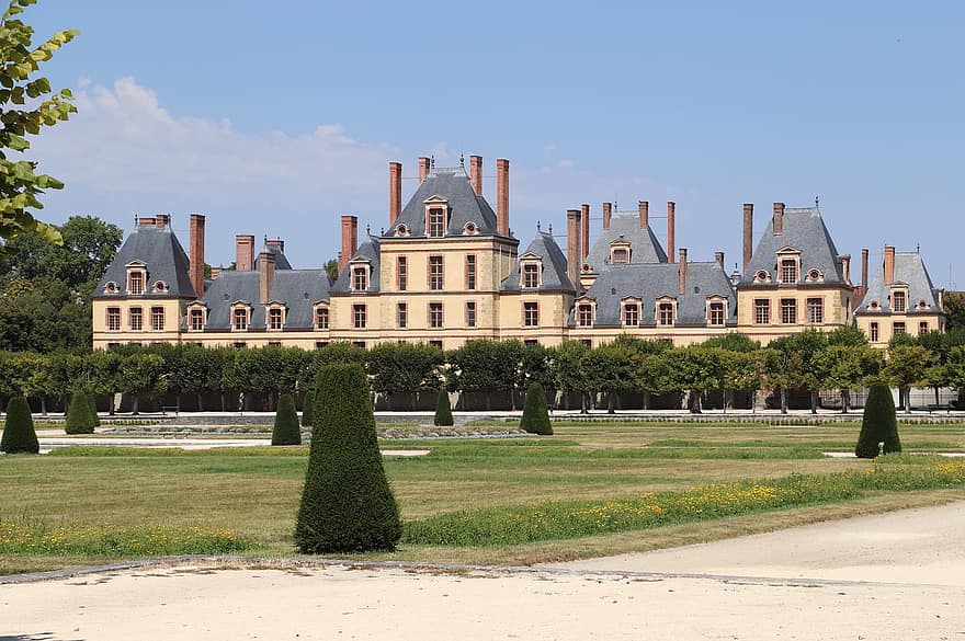 borg, bygning, monument, kongelig, hage, Fontainebleau, Frankrike, historie