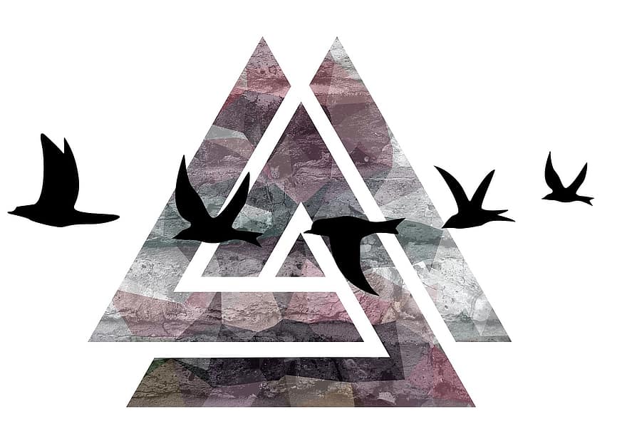 птахів, трикутник, дизайн, геометричні, тварина, декоративні, візерунок, природи, прикраса, символ, творчий